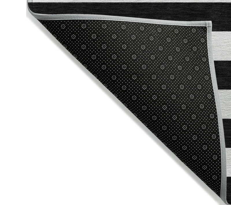 HomeRoots 3' X 5' Black and White Striped Washable Rug — View 3