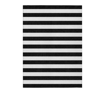 HomeRoots 5' X 8' Black and White Striped Washable Rug