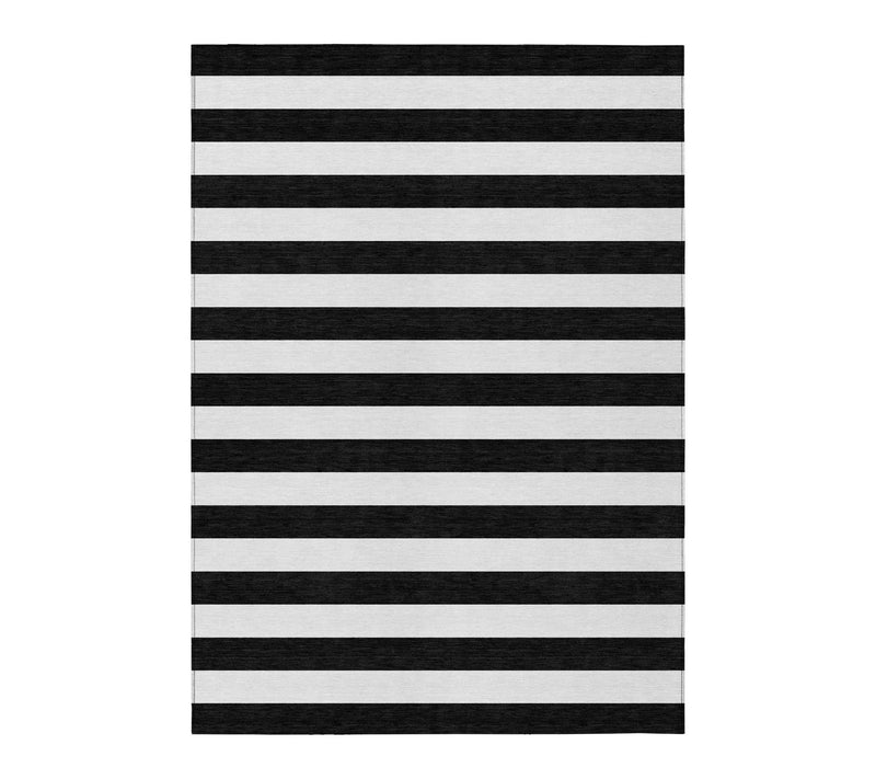 HomeRoots 5' X 8' Black and White Striped Washable Rug — Main view
