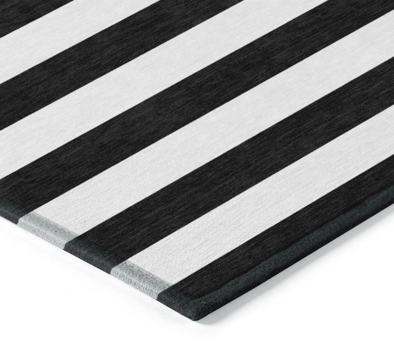 HomeRoots 2' X 3' Black and White Striped Washable Rug — View 4