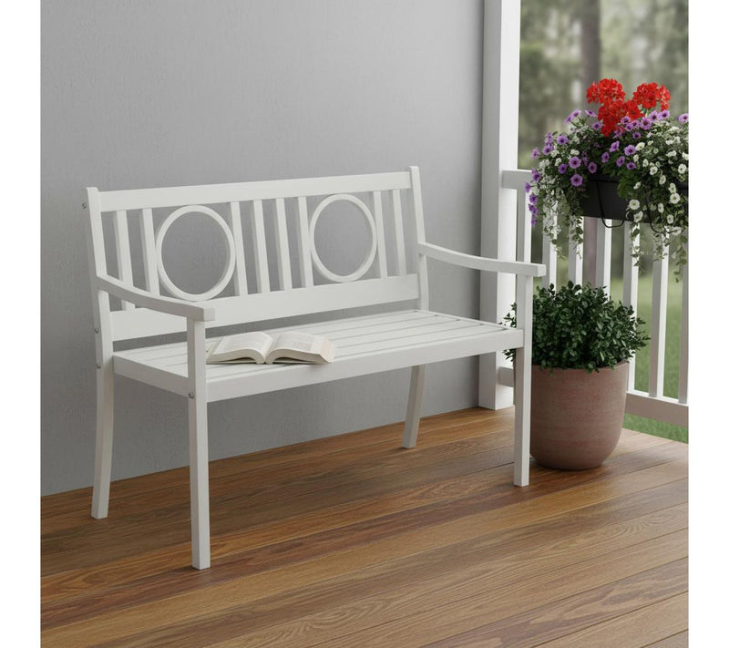 HomeRoots 45" White Metal Garden Patio Bench — View 3