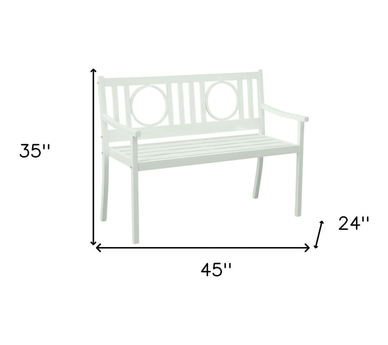 HomeRoots 45" White Metal Garden Patio Bench — View 2