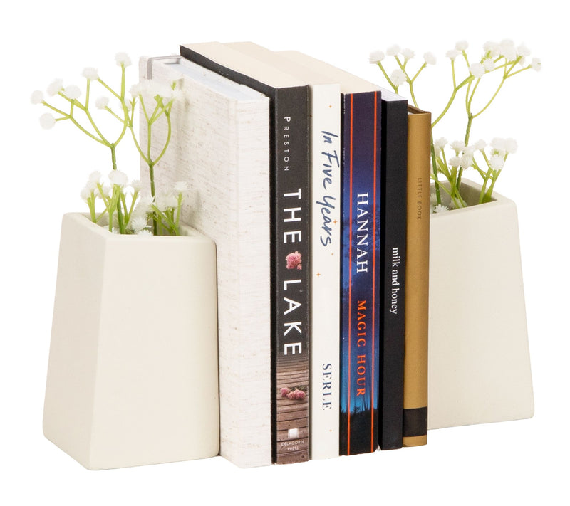 Mind Reader Cement Planter Bookends, Desk Decor — Main view