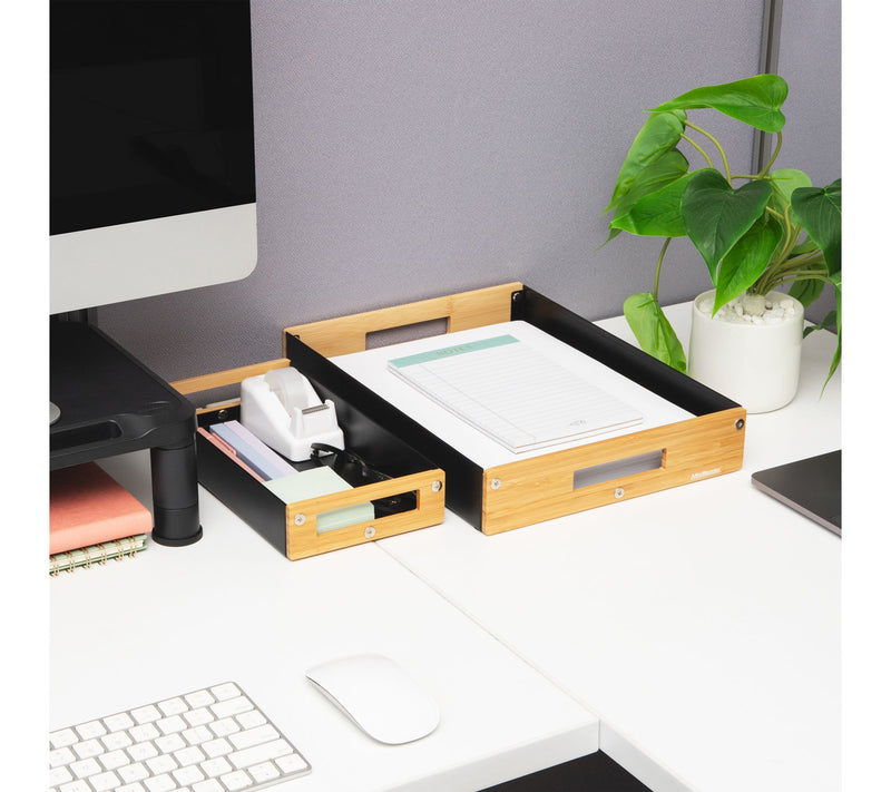 Mind Reader Metal and Wood Tiered Desktop Organizer Trays — View 6