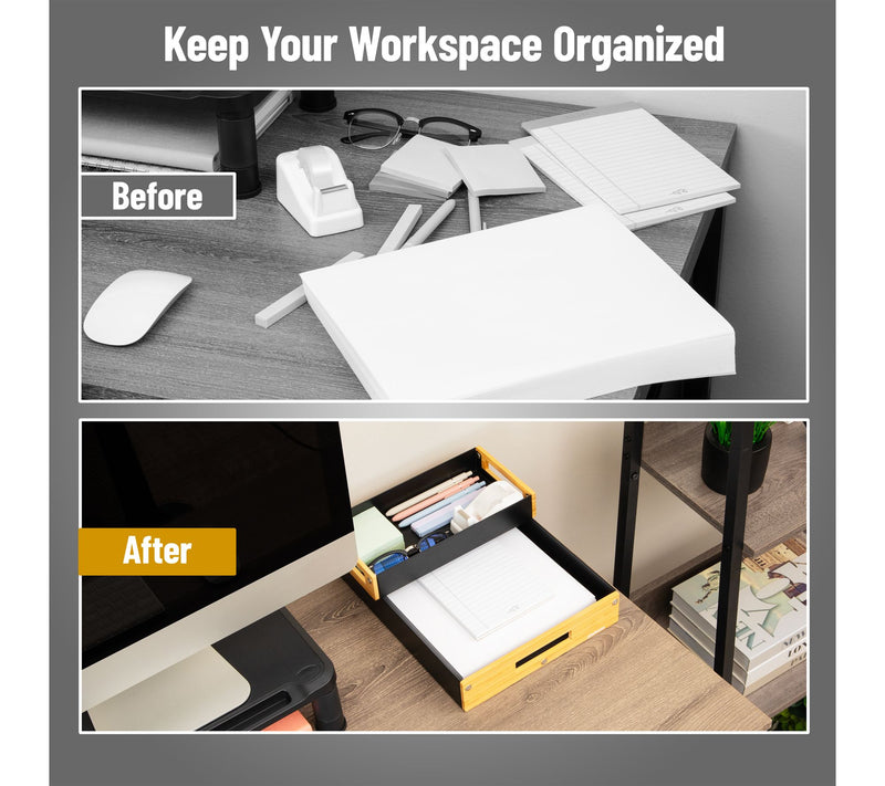 Mind Reader Metal and Wood Tiered Desktop Organizer Trays — View 5