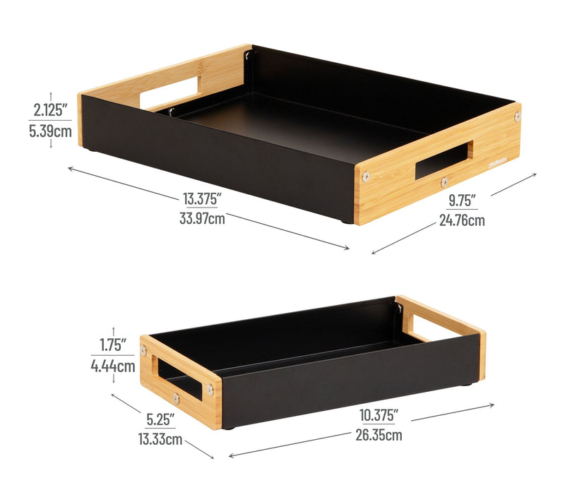 Mind Reader Metal and Wood Tiered Desktop Organizer Trays — View 3