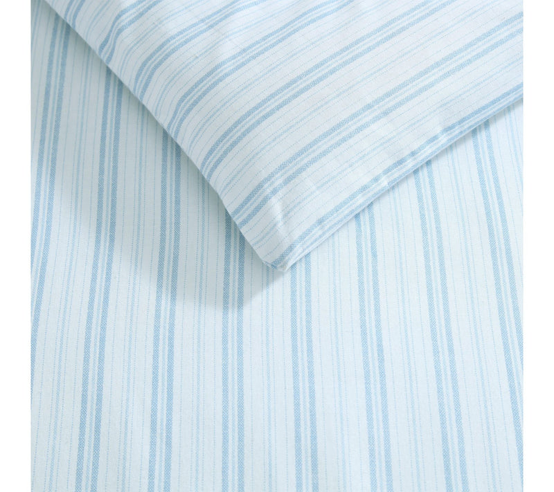Laura Ashley Dilly Dally Stripe Blue Cotton King Comforter Set — View 4