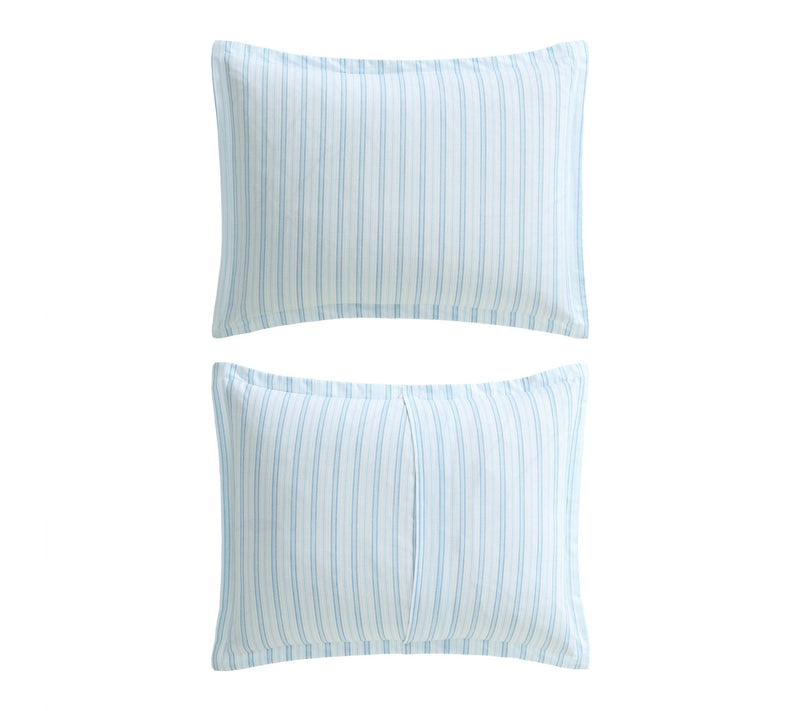 Laura Ashley Dilly Dally Stripe Blue Cotton King Comforter Set — View 5