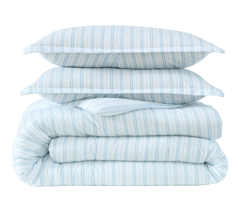Laura Ashley Dilly Dally Stripe Blu Cotton Queen Comforter Set — View 2