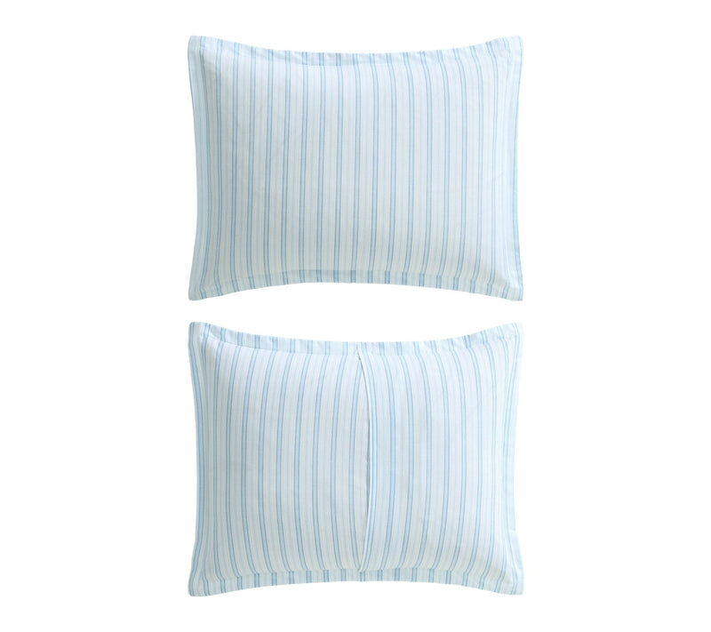 Laura Ashley Dilly Dally Stripe Blu Cotton Queen Comforter Set — View 5
