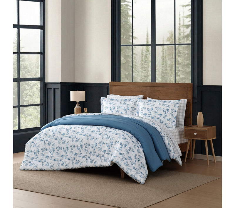 Eddie Bauer Fish Town Toile White/Blue Queen Comforter Set — View 10
