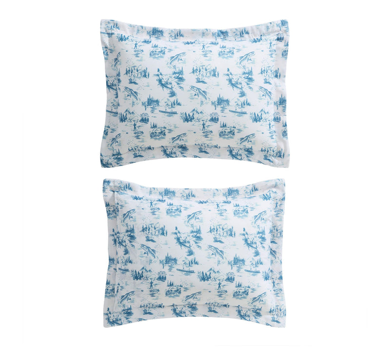 Eddie Bauer Fish Town Toile White/Blue Queen Comforter Set — View 5