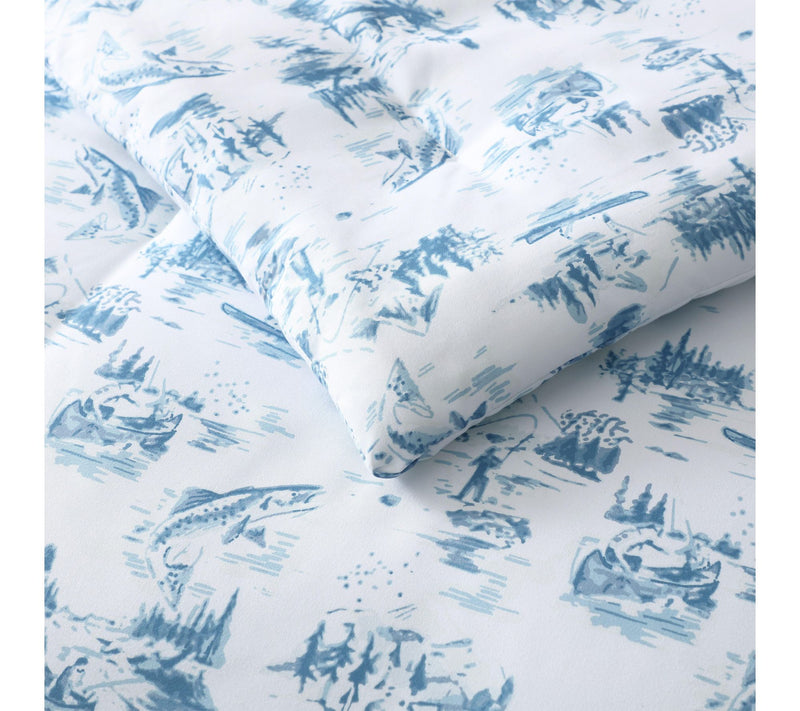 Eddie Bauer Fish Town Toile White/Blue Queen Comforter Set — View 4