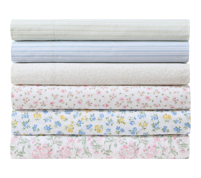 Laura Ashley Little Ditsy Pink/Green Cotton TwinXL Sheet Set — View 7