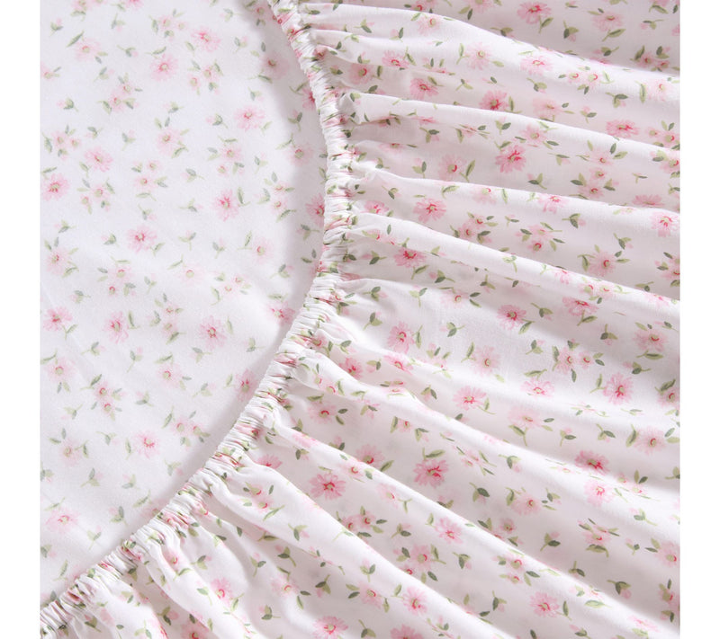 Laura Ashley Little Ditsy Pink/Green Cotton TwinXL Sheet Set — View 5