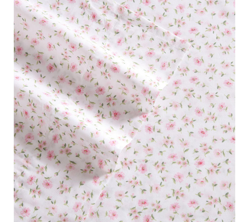 Laura Ashley Little Ditsy Pink/Green Cotton Twin Sheet Set — View 4