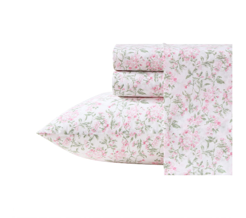 Laura Ashley Blossom Bliss Light Pink/Green Twin Sheet Set — View 10