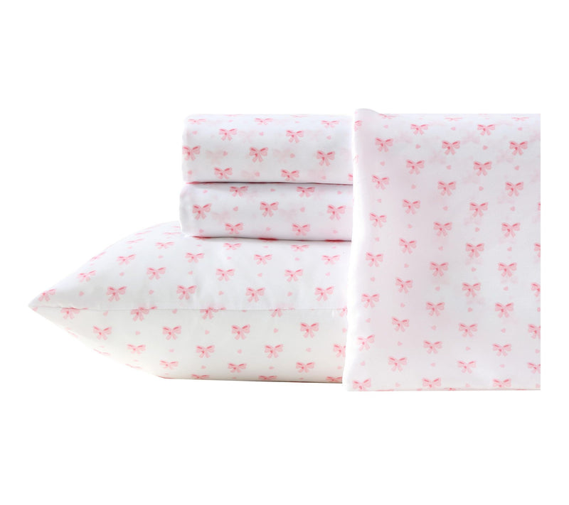Laura Ashley Heart Of Mine White/Pink MicrofbrTwin Sheet Set — Main view