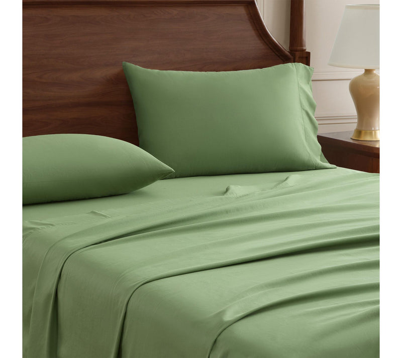 Martha Stewart Classic Elegance Green Cotton Queen Sheet Set — View 3