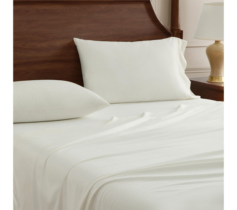 Martha Stewart Classic Elegance Pearl White Cotton QN Sheet Se — View 3