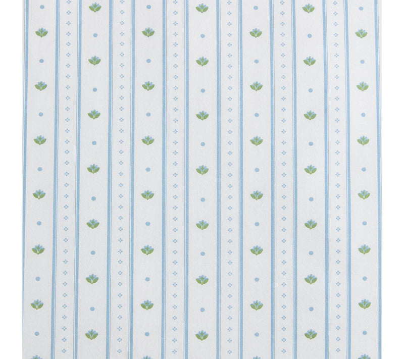 Martha Stewart Floral Stripe White/Blue CottonFull Sheet Set — View 6