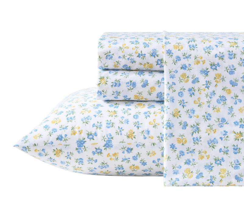 Laura Ashley Ditsy Doodle White/Blue/Yellow Full Sheet Set — View 10
