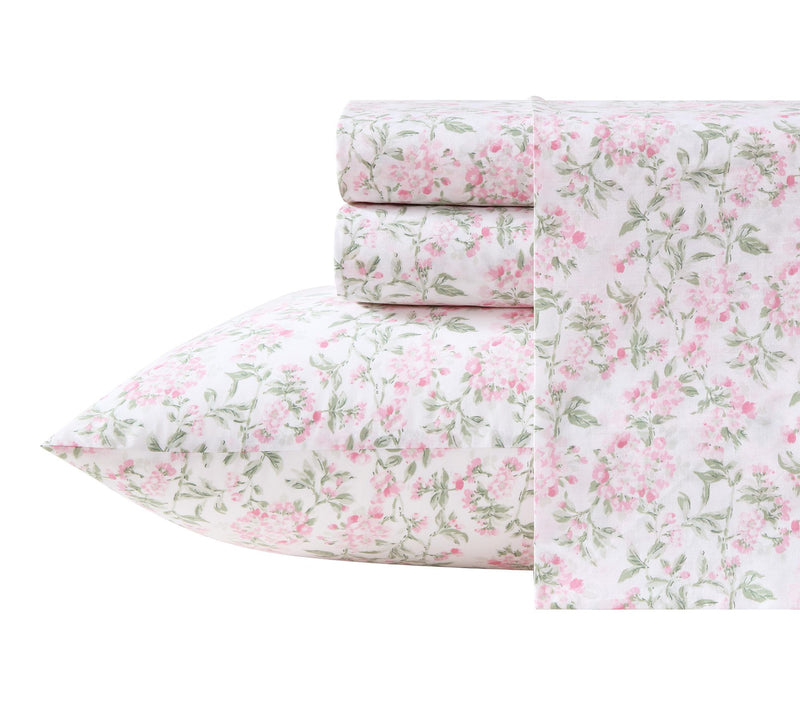 Laura Ashley Blossom Bliss Light Pink/Green Queen Sheet Set — Main view