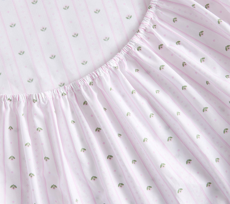 Martha Stewart Floral Stripe White/Pink CottonFull Sheet Set — View 5