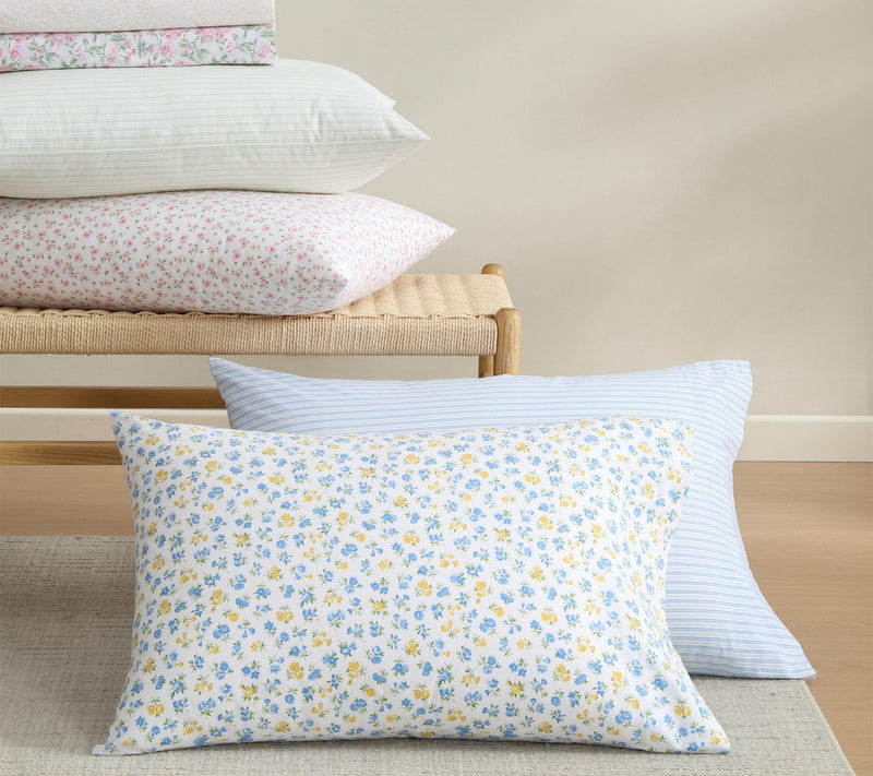 Laura Ashley Little Ditsy Pink/Green Cotton Queen Sheet Set — View 8