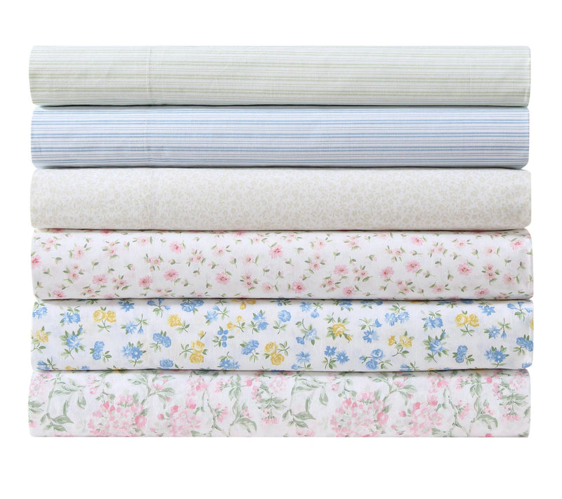 Laura Ashley Little Ditsy Pink/Green Cotton King Sheet Set — View 7