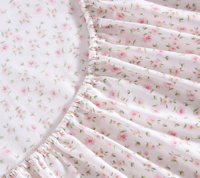 Laura Ashley Little Ditsy Pink/Green Cotton King Sheet Set — View 5