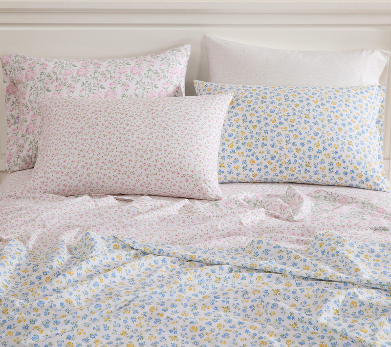 Laura Ashley Little Ditsy Pink/Green Cotton King Sheet Set — View 3