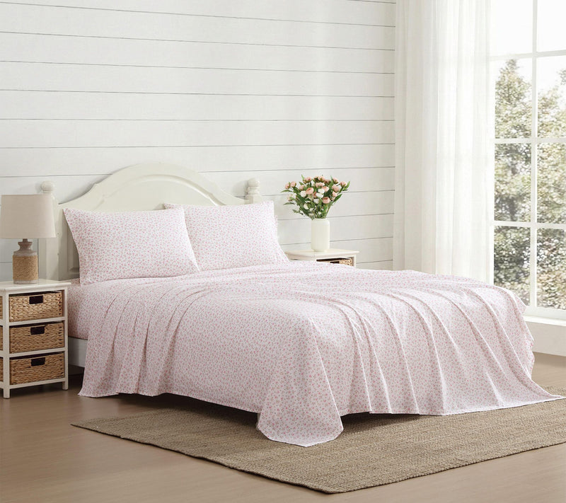 Laura Ashley Little Ditsy Pink/Green Cotton King Sheet Set — View 2
