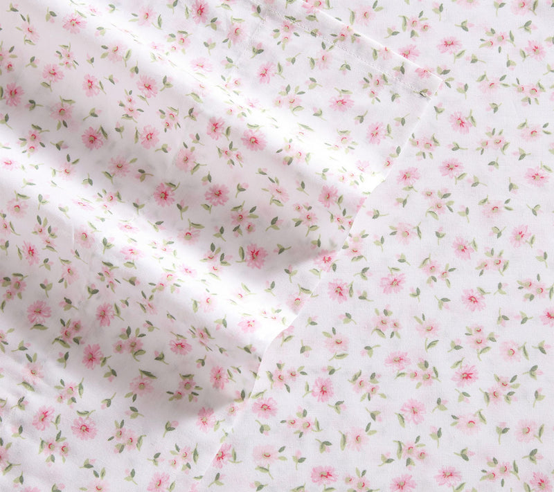 Laura Ashley Little Ditsy Pink/Green Cotton Full Sheet Set — View 4