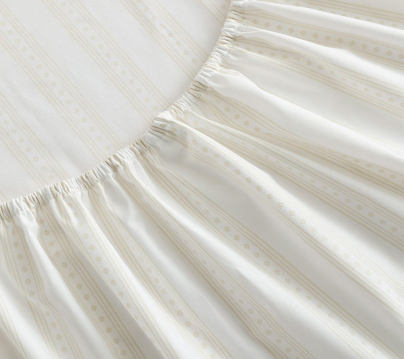 Martha Stewart Francesca Stripe White/Beige Twin Sheet Set — View 5
