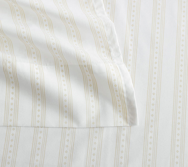 Martha Stewart Francesca Stripe White/Beige Twin Sheet Set — View 4