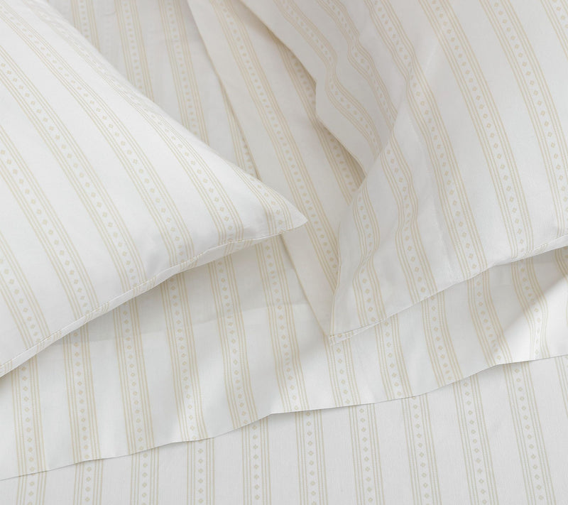 Martha Stewart Francesca Stripe White/Beige Twin Sheet Set — View 7