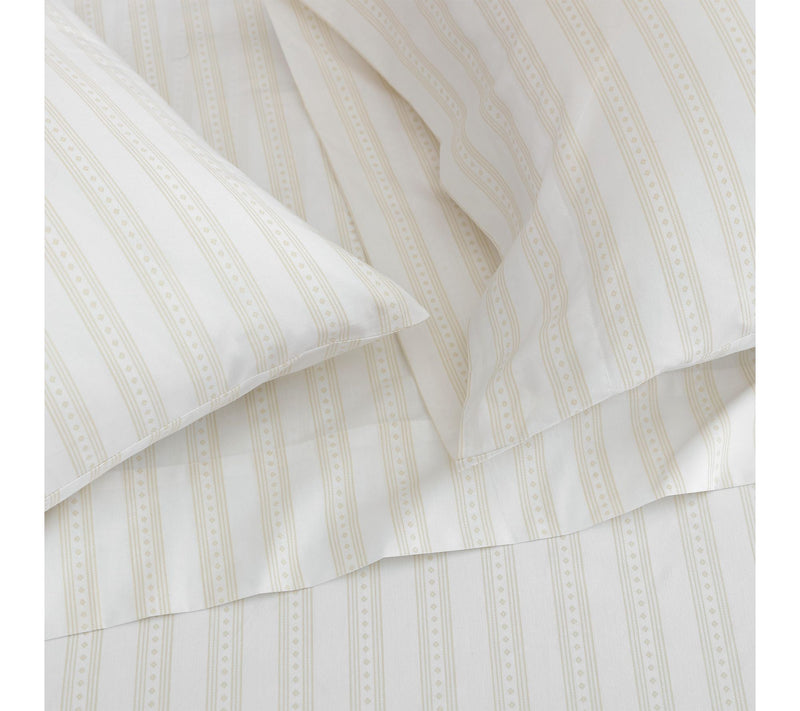 Martha Stewart Francesca Stripe White/Beige Full Sheet Set — View 6