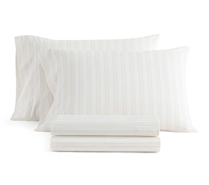 Martha Stewart Francesca Stripe White/Beige Full Sheet Set — Main view
