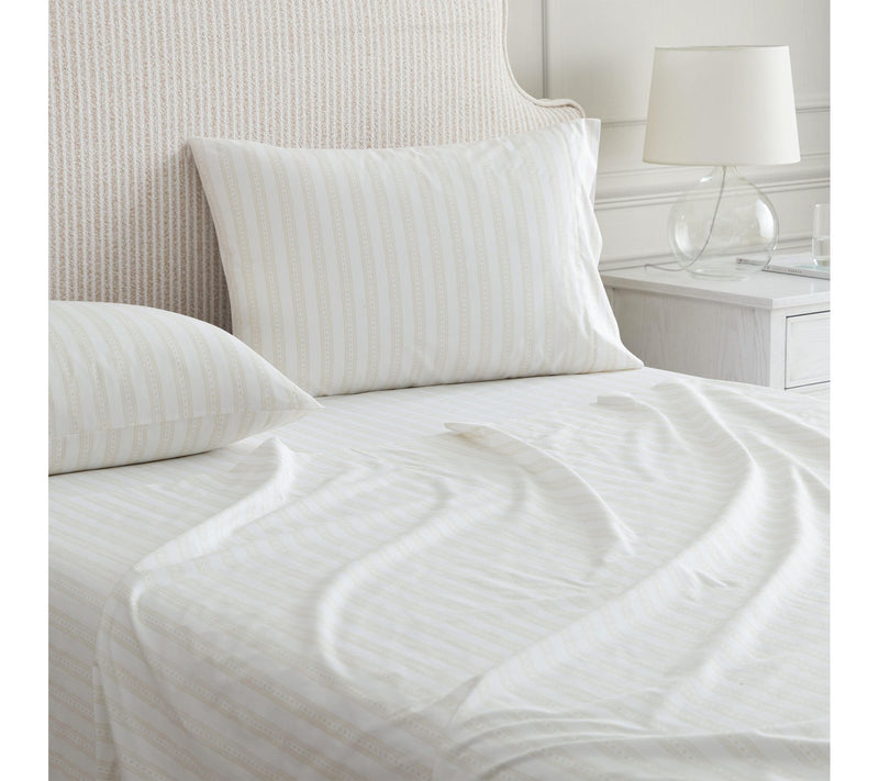 Martha Stewart Francesca Stripe White/Beige Full Sheet Set — View 3