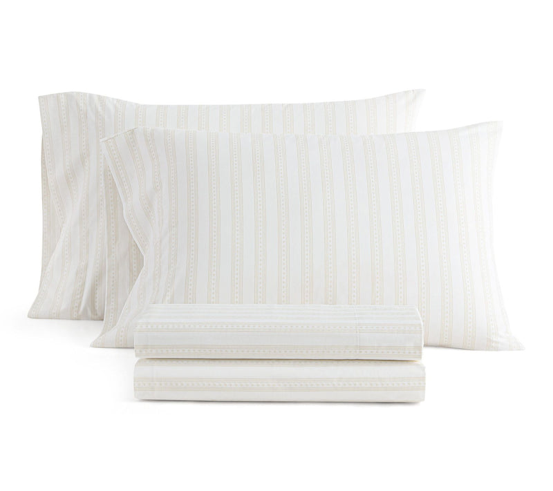 Martha Stewart Francesca Stripe White/Beige Full Sheet Set — View 9