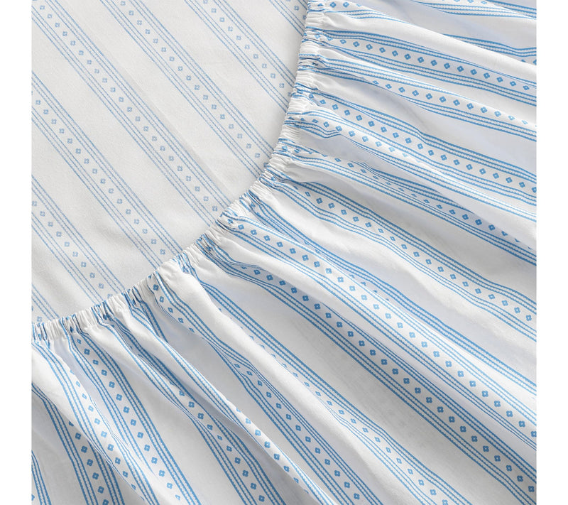 Martha Stewart Francesca Stripe White/Blue TwinSheets — View 5