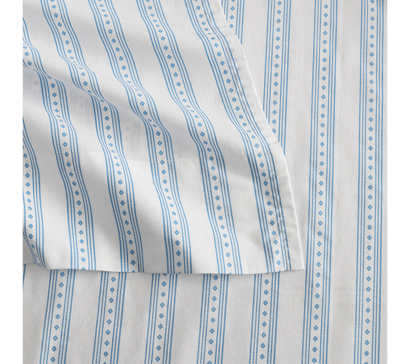 Martha Stewart Francesca Stripe White/Blue TwinSheets — View 4