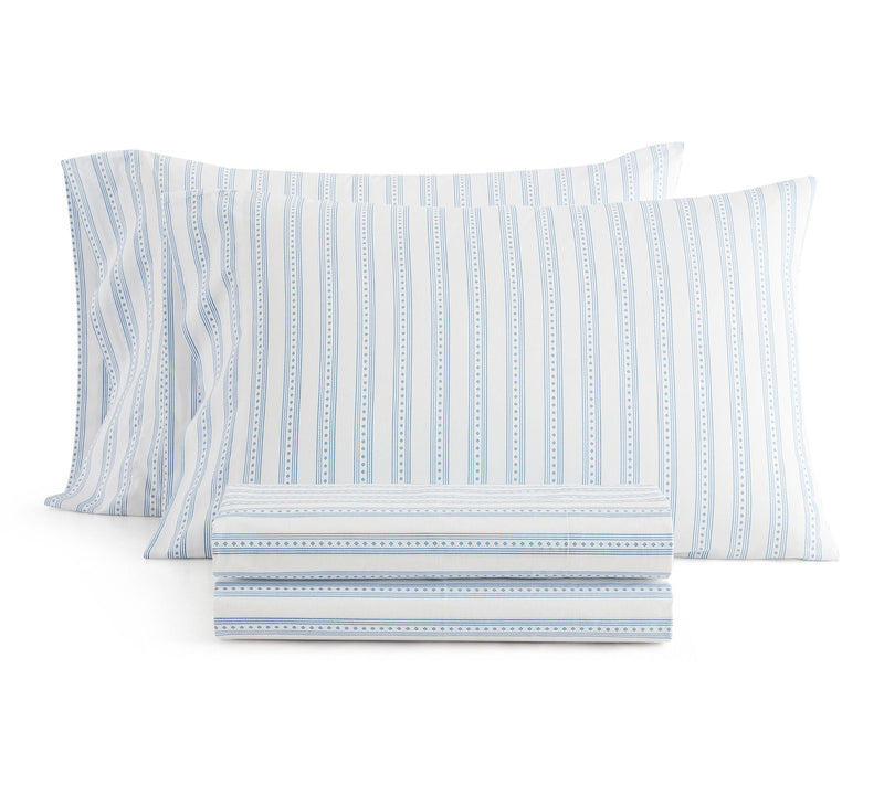 Martha Stewart Francesca Stripe White/Blue TwinSheets — Main view
