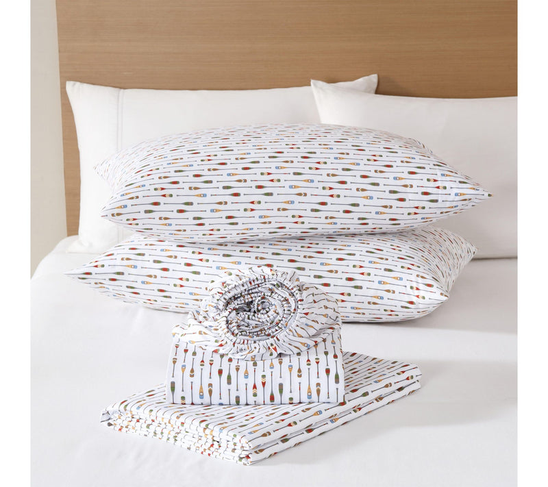 Eddie Bauer Can oe Lake Paddle White/Multi Kin g Sheet Set — View 2