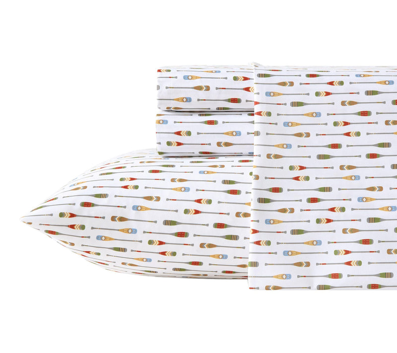 Eddie Bauer Can oe Lake Paddle White/Multi Ful l Sheet Set — Main view