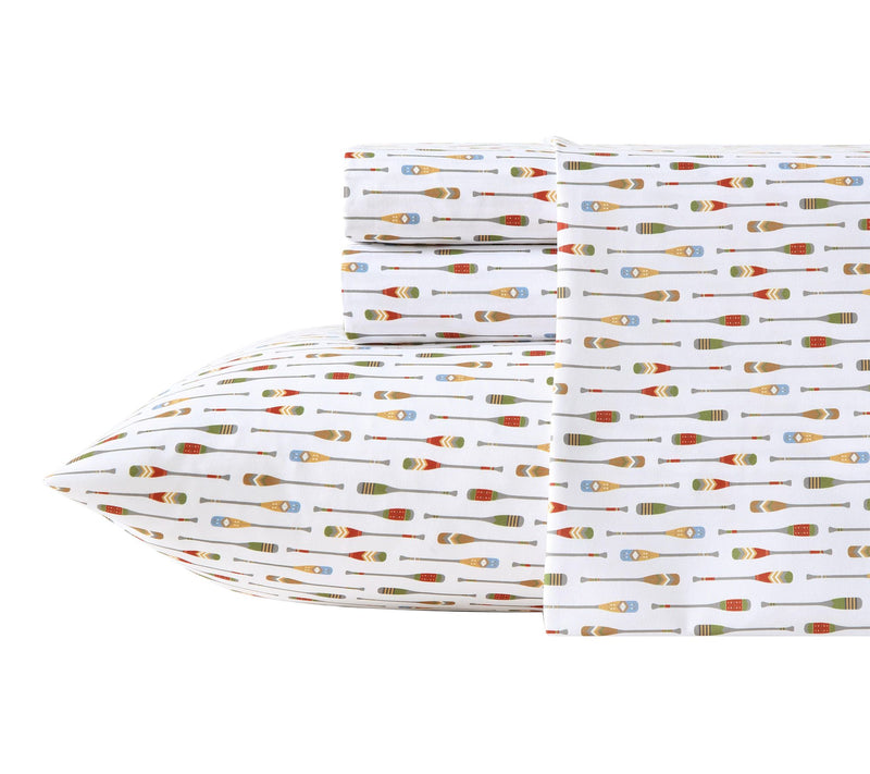 Eddie Bauer Can oe Lake Paddle White/Multi Ful l Sheet Set — View 10