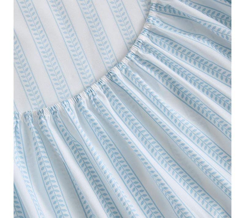 Martha Stewart Leaf Stripe White/Blue Cotton Queen Sheet Set — View 5
