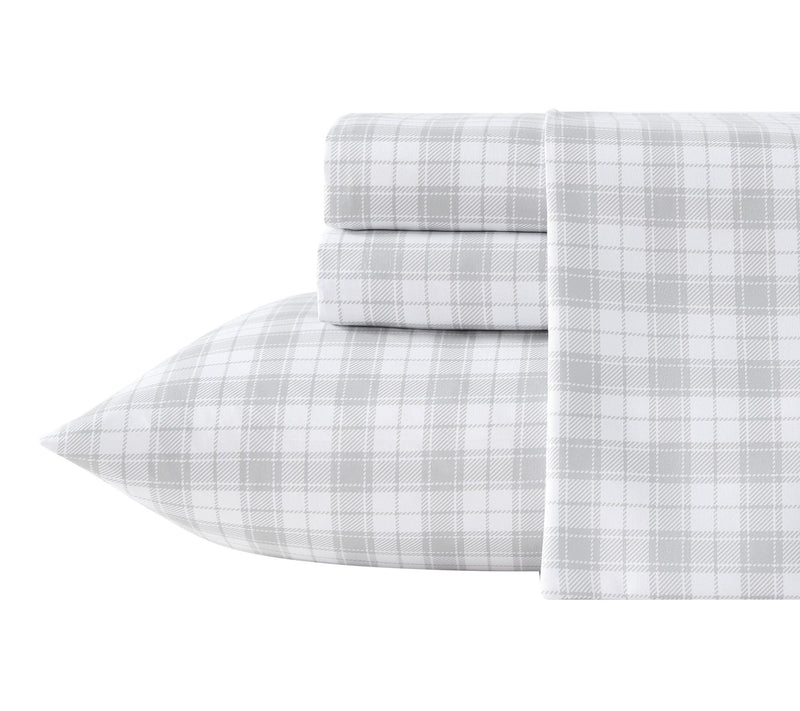 Eddie Bauer Pen stemon Plaid Wh ite/Grey Microf br Full Sheet S — View 10