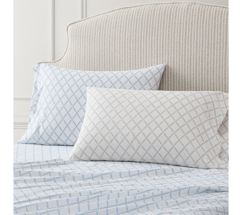 Martha Stewart Leaf Trellis White/Beige CottonQueen Sheet Set — View 8